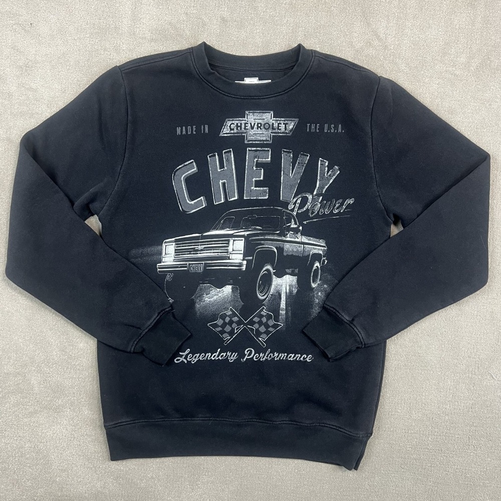 Chevrolet Vintage Aesthetic Graphic Sweatshirt Small Black Truck Chevy Power